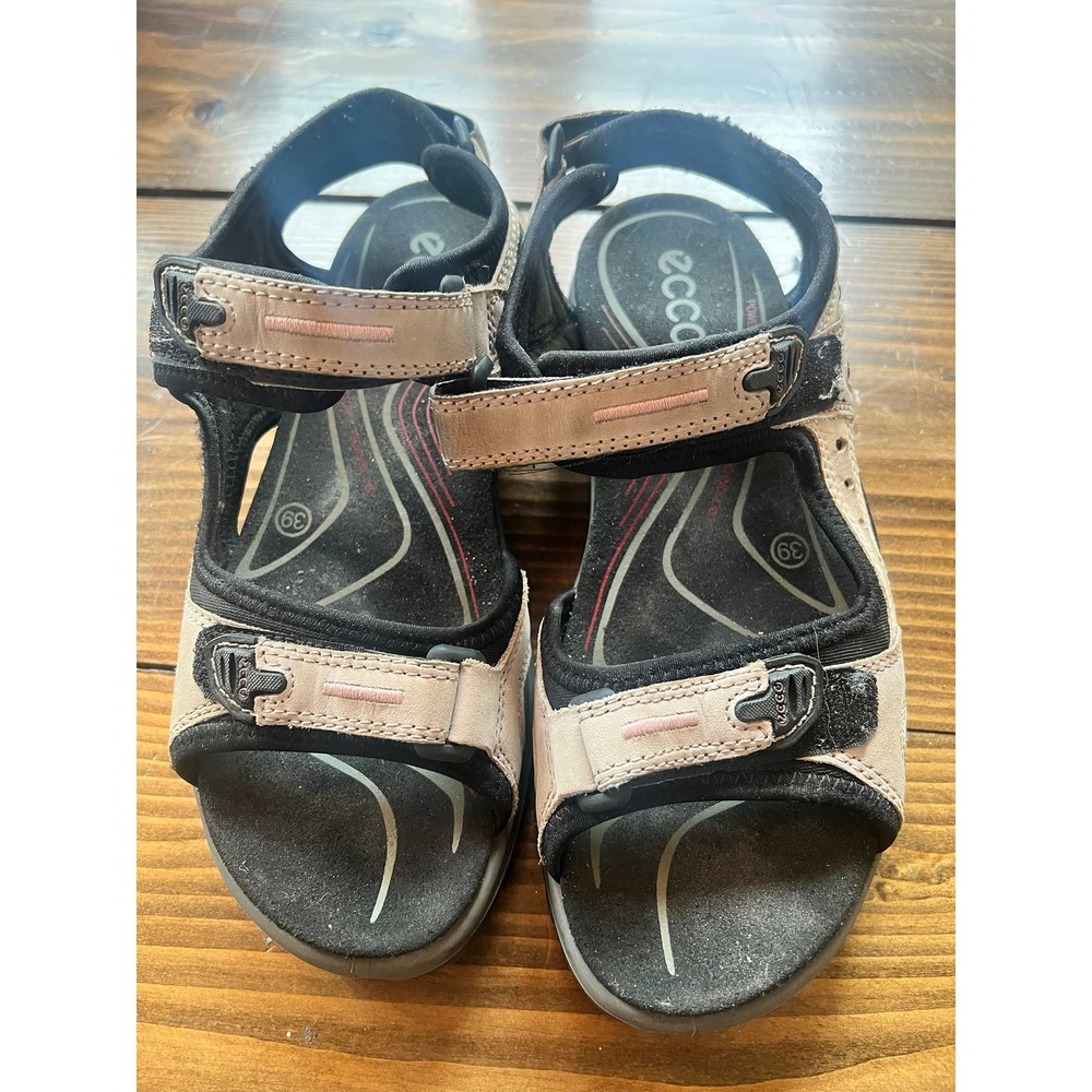 Ecco Yucatan Sandals Womens 39 Tan Black Pink Hiking Walking Strappy 069563